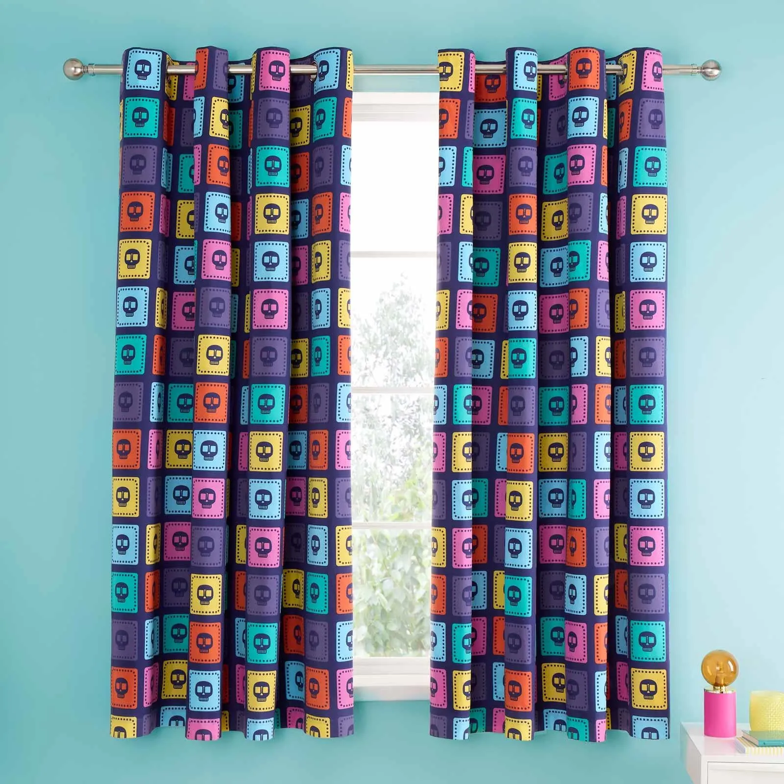 Sugar Skull Fiesta Eyelet Curtains