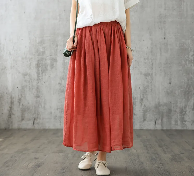 Summer Casual Cotton linen loose fitting Women's Skirts  DZA2005101