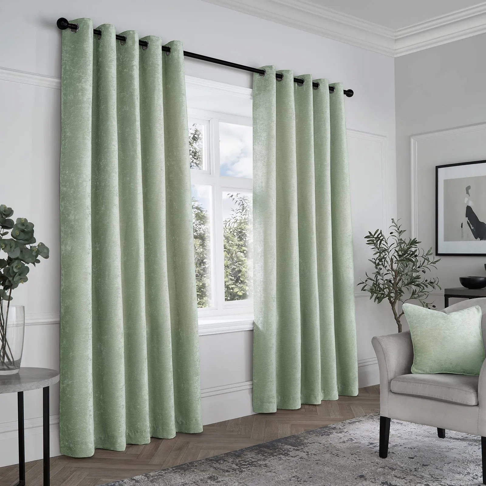 Textured Chenille Eyelet Curtains