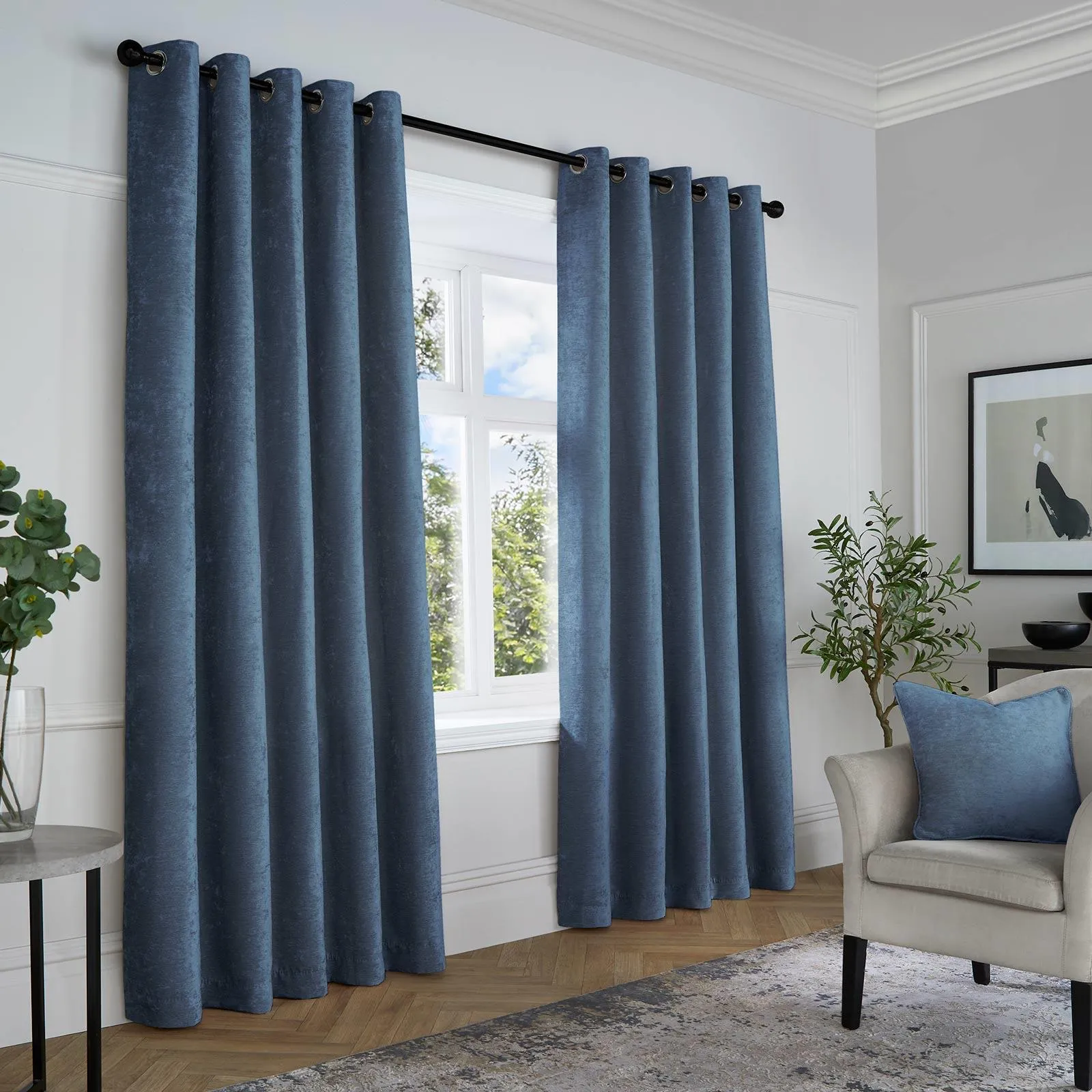 Textured Chenille Eyelet Curtains