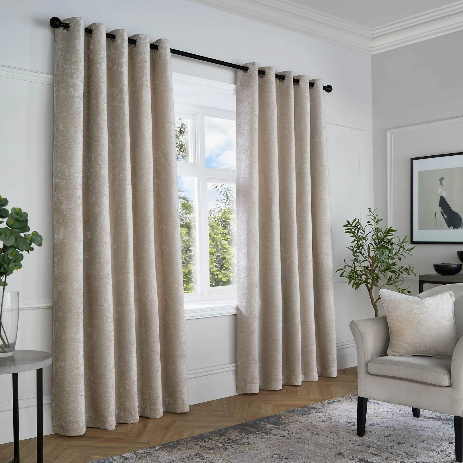 Textured Chenille Eyelet Curtains