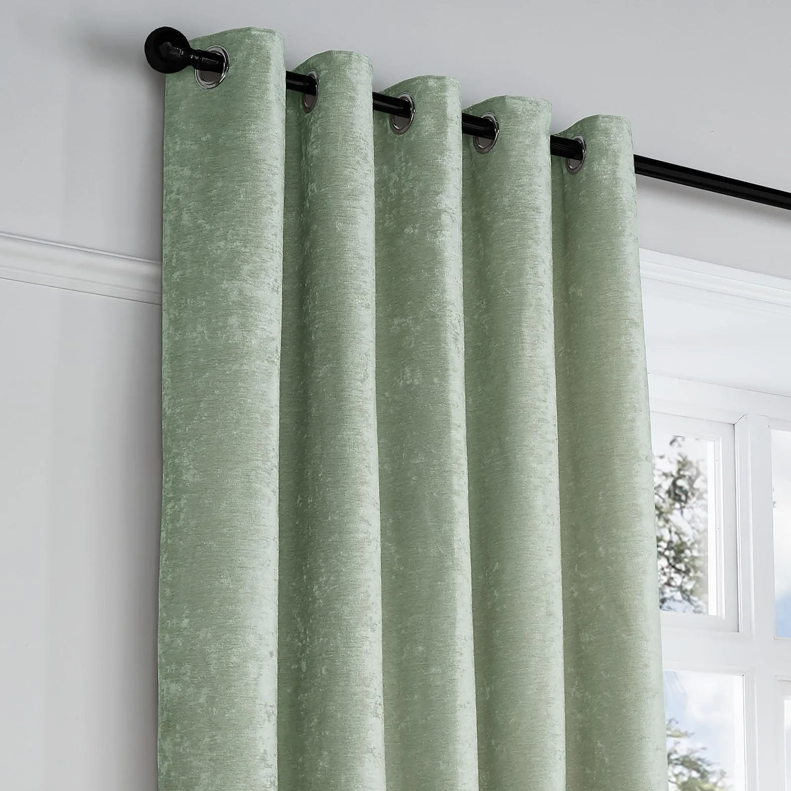 Textured Chenille Eyelet Curtains