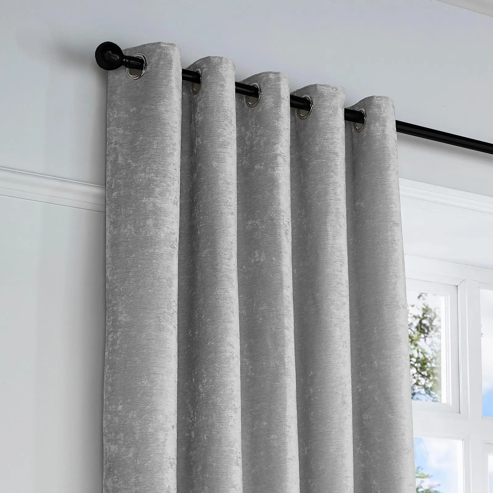 Textured Chenille Eyelet Curtains