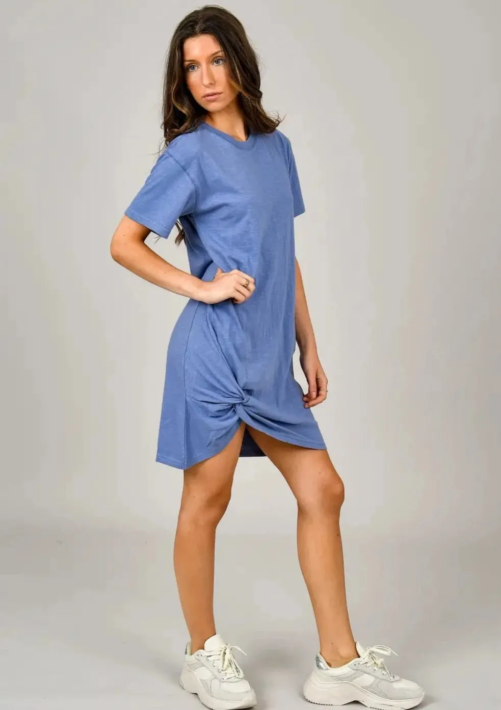 Tiana Knotted Hem Dress | Colony Blue