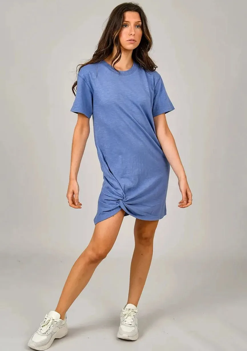 Tiana Knotted Hem Dress | Colony Blue