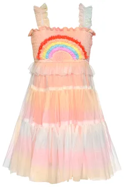 Toddler l Little Girl’s Pastel Rainbow Smocked Ruffled Tiered Dress