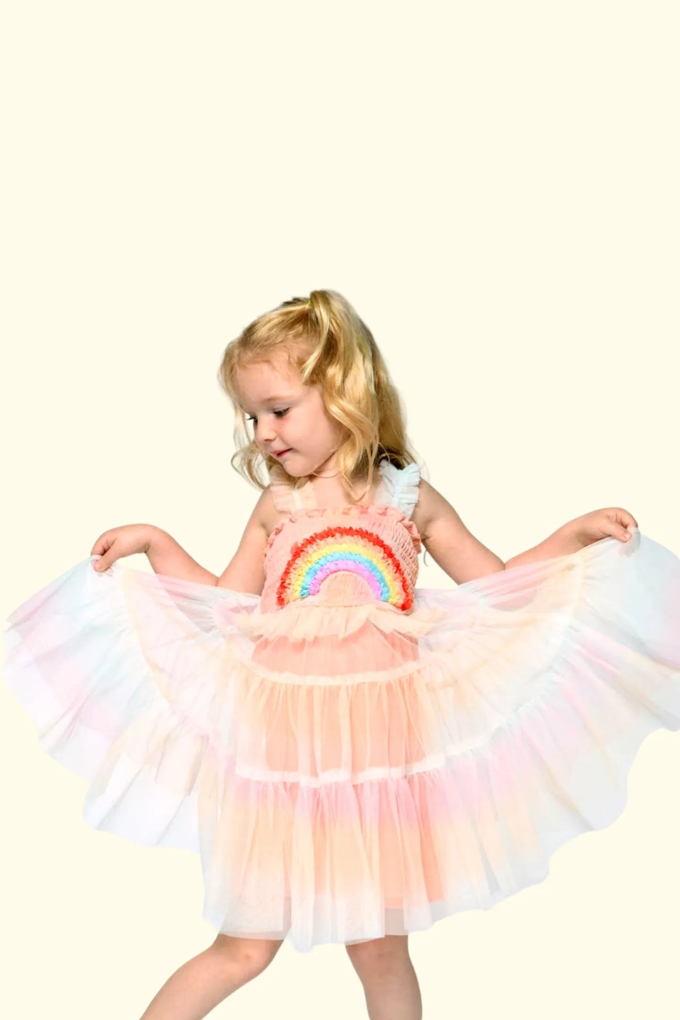 Toddler l Little Girl’s Pastel Rainbow Smocked Ruffled Tiered Dress