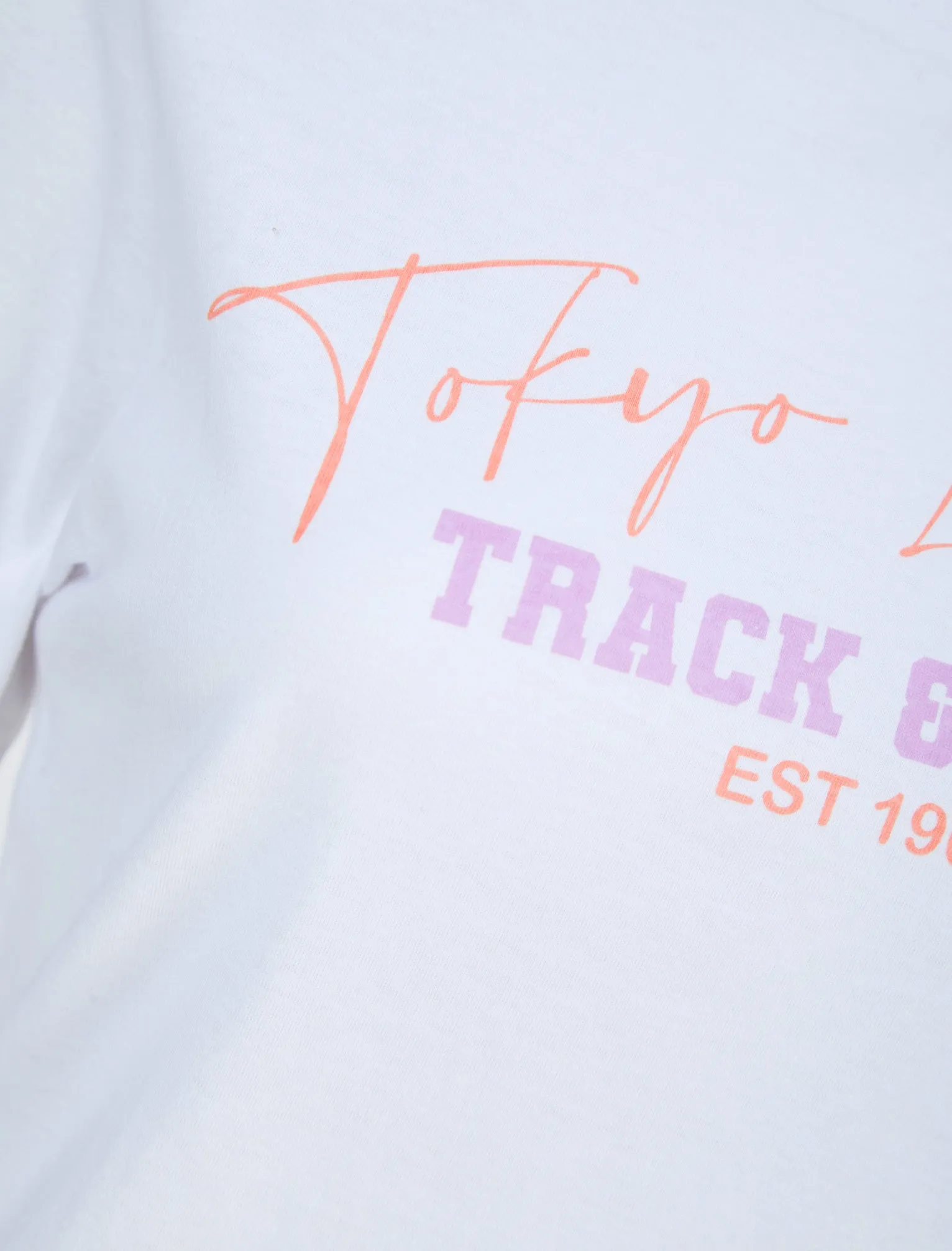 Track Motif Cotton Jersey T-Shirt in Optic White - Tokyo Laundry