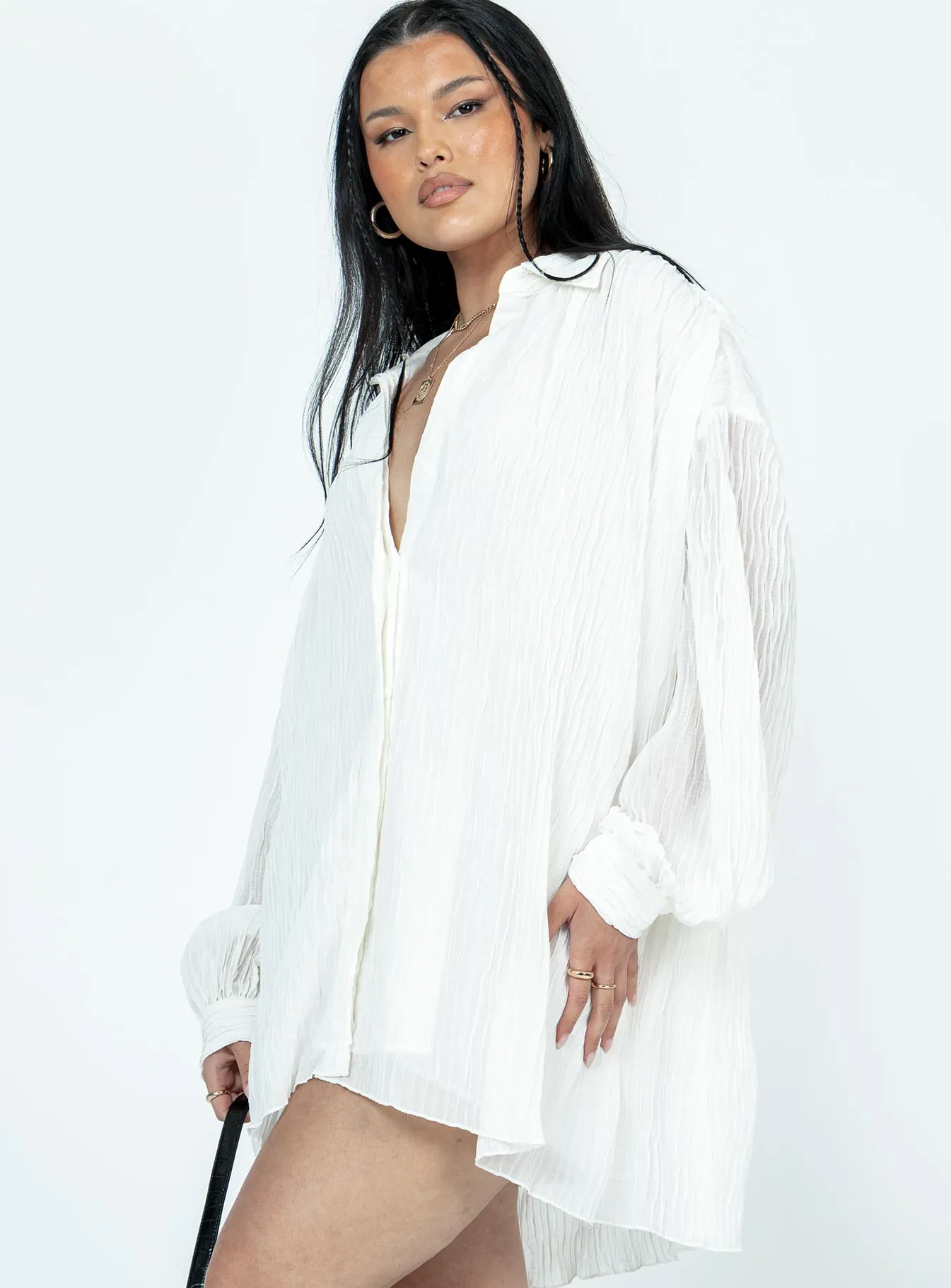 Tune In Shirt Dress White