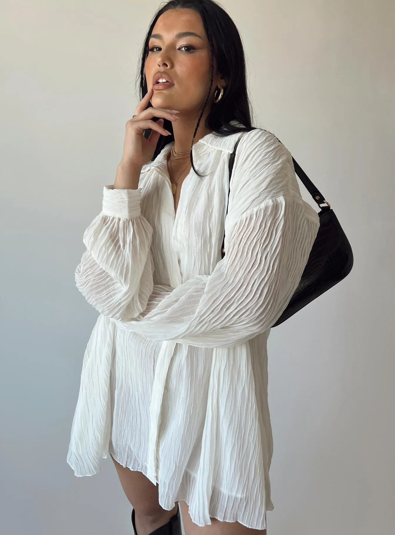 Tune In Shirt Dress White