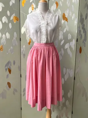 Vintage 1950s Pink Cotton Gathered Skirt, W24"