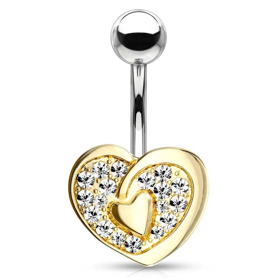 Vous et Moi Lovers Belly Bar with Gold Plating