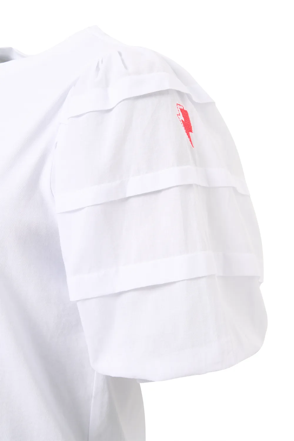 White Pintuck Sleeve T-Shirt