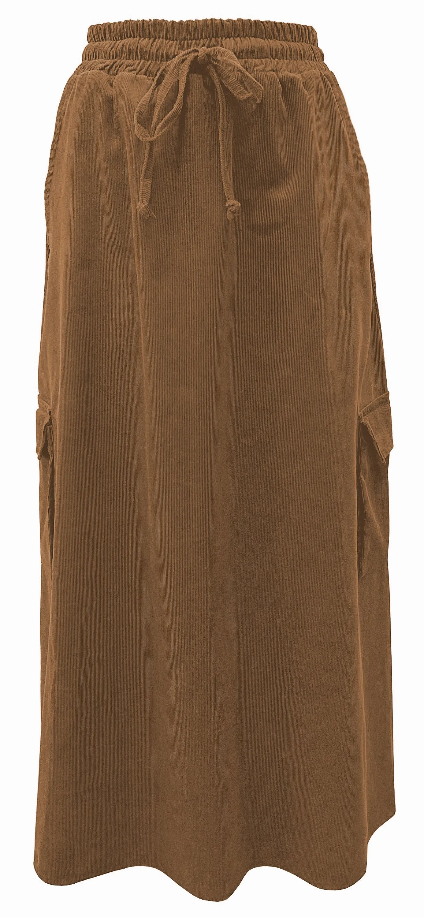 Women's 100% Cotton Lightweight Corduroy Cargo Pocket Maxi Skirt