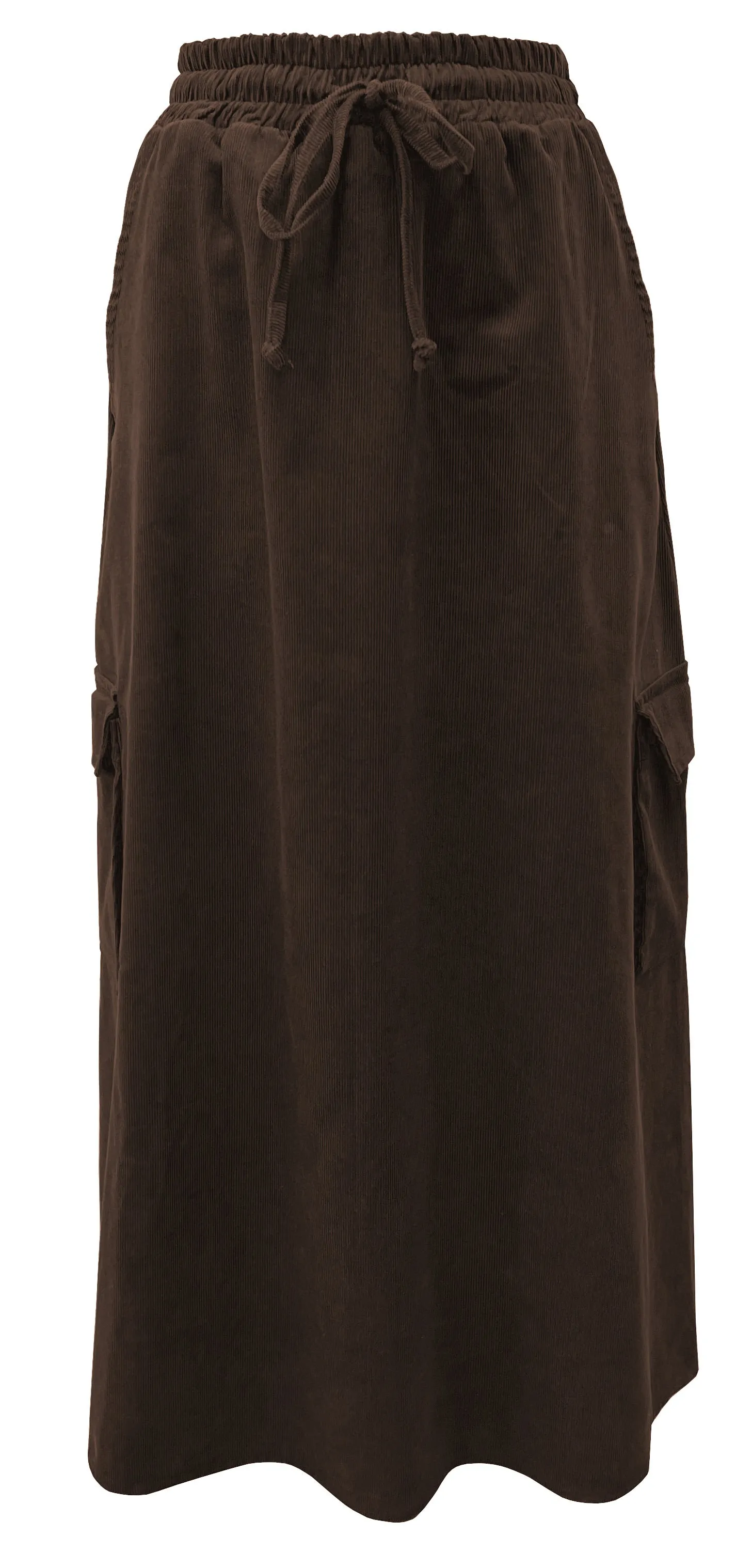 Women's 100% Cotton Lightweight Corduroy Cargo Pocket Maxi Skirt