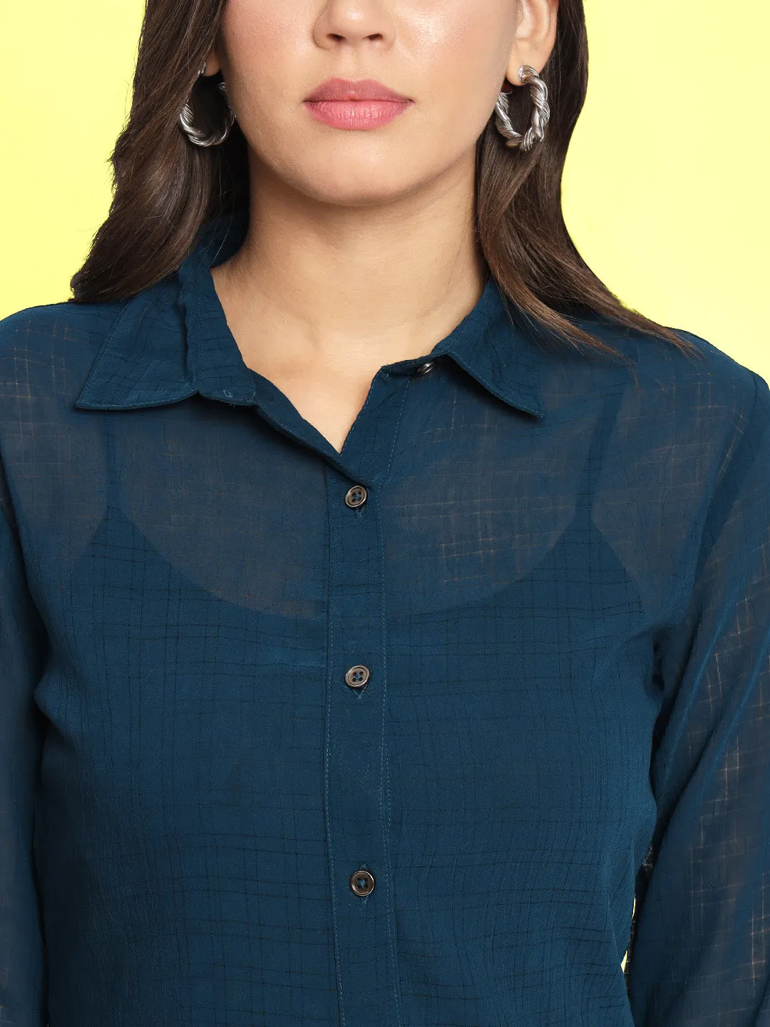 Women's Casual Blue Check Shirt