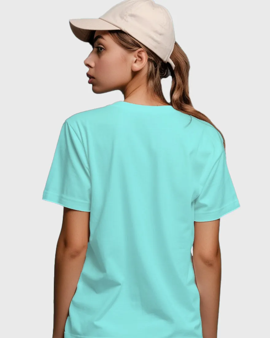 Womens Relaxed Fit Plain TShirt - Lite Ocean blue