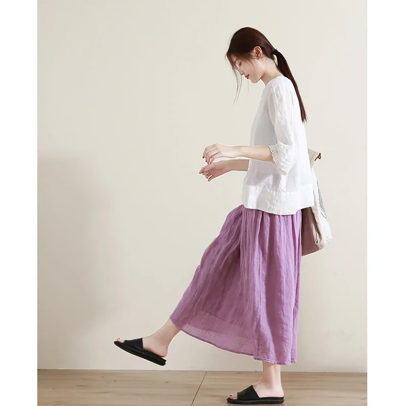 Women's Skirts Summer Linen Skirt  GU98406