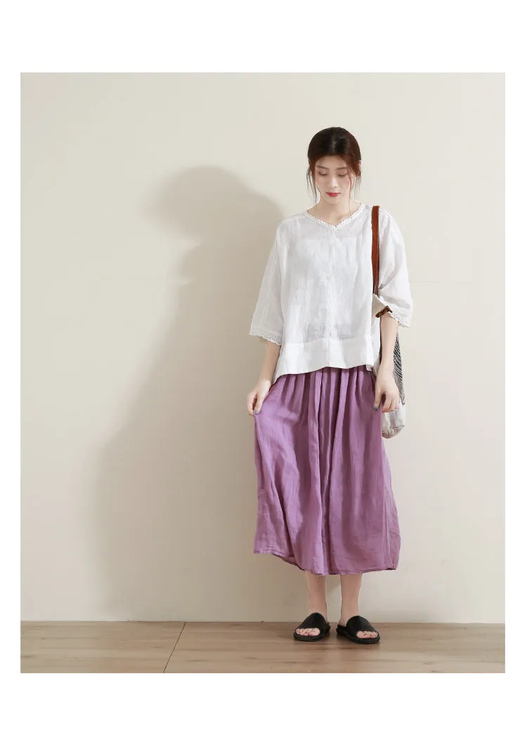 Women's Skirts Summer Linen Skirt  GU98406