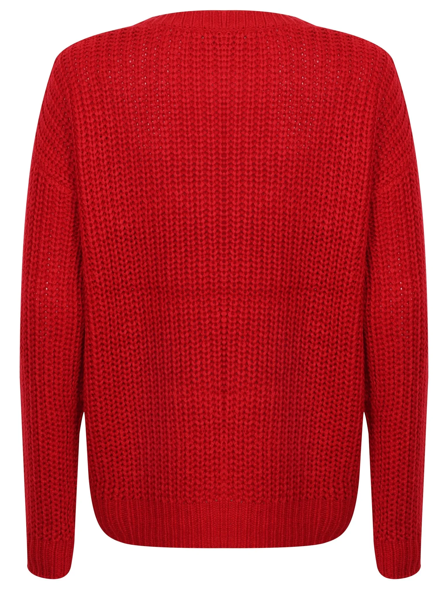 Zember Fisherman Knit Pointelle Jumper in Crimson - Tokyo Laundry